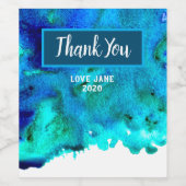 Étiquette Pour Bouteilles De Vin Aquarelle bleue Design océanique abstrait (Étiquettes simples)