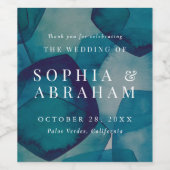 Étiquette Pour Bouteilles De Vin Aquarelle Blue Pentagons (Étiquettes simples)