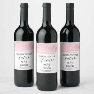 Étiquette Pour Bouteilles De Vin Aquarelle Blush et Gold Future Mme Fête des mariée
