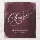 Étiquette Pour Bouteilles De Vin aquarelle bordeaux chevelures mariage (Étiquettes simples)