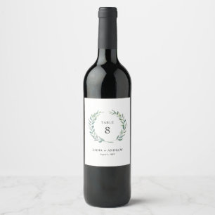 Étiquette Pour Bouteilles De Vin Aquarelle botanique Foliage de courroie Numéro de
