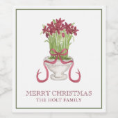 Étiquette Pour Bouteilles De Vin Aquarelle Bourgogne Amaryllis Noël (Étiquettes simples)