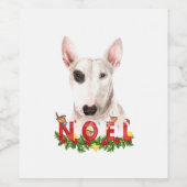 Étiquette Pour Bouteilles De Vin Aquarelle Bull Terrier Noel Noël (Étiquettes simples)