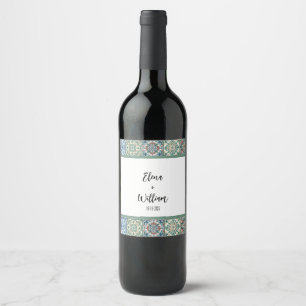 Étiquette Pour Bouteilles De Vin Aquarelle Carrelage italien Destination Mariage