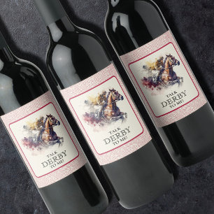 Étiquette Pour Bouteilles De Vin Aquarelle Cheval Parle Derby À Moi
