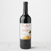 Étiquette Pour Bouteilles De Vin Aquarelle Citrouille Cornucopia Thanksgiving Poème (Devant)