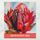 Étiquette Pour Bouteilles De Vin Aquarelle de fleurs indigènes de Waratah (Étiquettes simples)