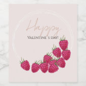 Étiquette Pour Bouteilles De Vin Aquarelle de framboise Bonne Saint Valentin (Étiquettes simples)