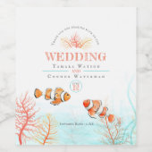 Étiquette Pour Bouteilles De Vin Aquarelle de mariage aquatique tropical (Étiquettes simples)