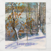 Étiquette Pour Bouteilles De Vin Aquarelle de neige (Étiquettes simples)