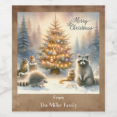 Étiquette Pour Bouteilles De Vin Aquarelle de Noël Joyeux, (Étiquettes simples)