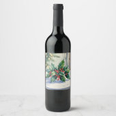 Étiquette Pour Bouteilles De Vin Aquarelle de Noël Mistletoe (Devant)