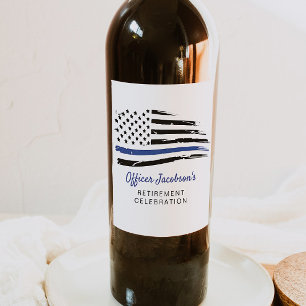 Étiquette Pour Bouteilles De Vin Aquarelle de police mince Ligne bleue Drapeau de r