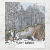 Étiquette Pour Bouteilles De Vin Aquarelle de ravin neigeux (Étiquettes simples)