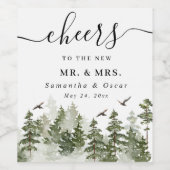 Étiquette Pour Bouteilles De Vin Aquarelle d'hiver moderne Forêt verte avec neige (Étiquettes simples)