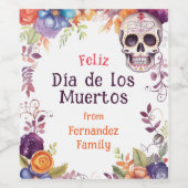 Étiquette Pour Bouteilles De Vin 💀 🎉 Aquarelle Día de Muertos (Étiquettes simples)