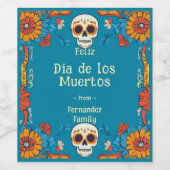 Étiquette Pour Bouteilles De Vin 💀 🎉 Aquarelle Día de Muertos (Étiquettes simples)