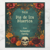 Étiquette Pour Bouteilles De Vin 💀 🎉 Aquarelle Día de Muertos (Étiquettes simples)