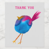 Étiquette Pour Bouteilles De Vin Aquarelle d'oiseau bleu (Étiquettes simples)