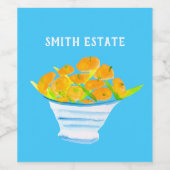 Étiquette Pour Bouteilles De Vin Aquarelle d'orange (Étiquettes simples)