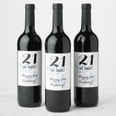 Étiquette Pour Bouteilles De Vin Aquarelle du 21e anniversaire (Bouteilles)