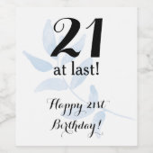 Étiquette Pour Bouteilles De Vin Aquarelle du 21e anniversaire (Étiquettes simples)