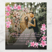 Étiquette Pour Bouteilles De Vin Aquarelle Élégante 1 Photo Noël Flat Blush (Étiquettes simples)