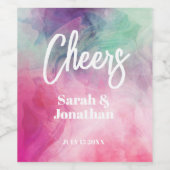 Étiquette Pour Bouteilles De Vin Aquarelle esthétique Abstrait rose violet Mariage (Étiquettes simples)