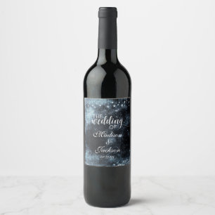 Étiquette Pour Bouteilles De Vin Aquarelle étoile Mariage céleste Monogramme