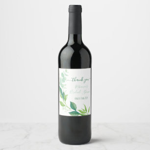 Étiquette Pour Bouteilles De Vin Aquarelle Eucalyptus Fête des mariées Faveurs