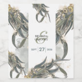 Étiquette Pour Bouteilles De Vin Aquarelle Eucalyptus Feuille Mariage vert (Étiquettes simples)