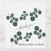 Étiquette Pour Bouteilles De Vin Aquarelle Eucalyptus Merci vert (Étiquettes simples)