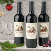 Étiquette Pour Bouteilles De Vin Aquarelle Feuilles scandinaves Joyeux Noël