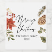 Étiquette Pour Bouteilles De Vin Aquarelle Fleur de Noël (Étiquettes simples)
