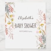 Étiquette Pour Bouteilles De Vin Aquarelle Fleur sauvage pré séchée (Étiquettes simples)