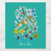 Étiquette Pour Bouteilles De Vin Aquarelle fleurs bleues blanches (Étiquettes simples)