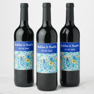 Étiquette Pour Bouteilles De Vin Aquarelle Florale Imprimer le Mariage personnalisé