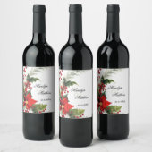 Étiquette Pour Bouteilles De Vin Aquarelle florale Premier Noël ensemble (Bouteilles)