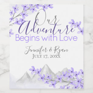 Étiquette Pour Bouteilles De Vin Aquarelle florale violette Lilac Mountain