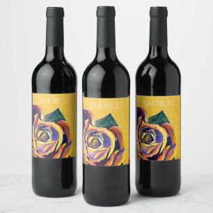 Étiquette Pour Bouteilles De Vin Aquarelle gothique Rose dorée