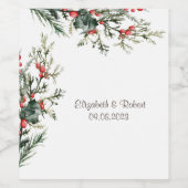 Étiquette Pour Bouteilles De Vin Aquarelle Holly Berry Mariage (Étiquettes simples)