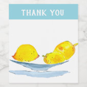Étiquette Pour Bouteilles De Vin Aquarelle jaune citron (Étiquettes simples)