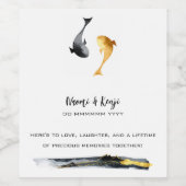 Étiquette Pour Bouteilles De Vin Aquarelle Koi Fish Mariage (Étiquettes simples)