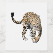 Étiquette Pour Bouteilles De Vin aquarelle léopard jungle chat peint vert animal (Étiquettes simples)