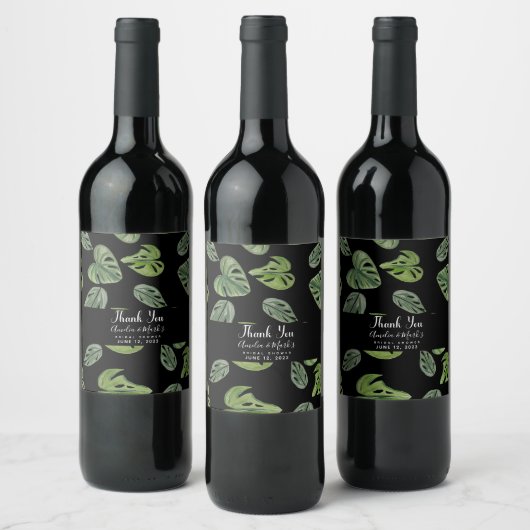 Étiquette Pour Bouteilles De Vin Aquarelle main Monstera Adansonii Leaf (Bouteilles)