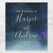 Étiquette Pour Bouteilles De Vin Aquarelle Mariage bleu marine (Étiquettes simples)