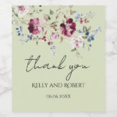 Étiquette Pour Bouteilles De Vin Aquarelle Merci botanique (Étiquettes simples)