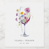 Étiquette Pour Bouteilles De Vin Aquarelle minimale Floral Vin Mariage (Étiquettes simples)