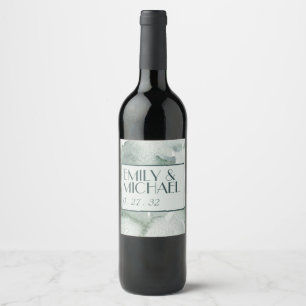 Étiquette Pour Bouteilles De Vin Aquarelle Moderne Abstraite Vert Sauge Mousse