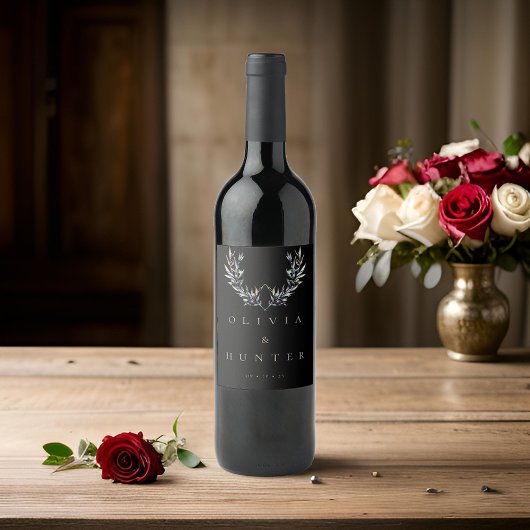 Étiquette Pour Bouteilles De Vin Aquarelle Moderne Mariage de la Branche d'Olivier